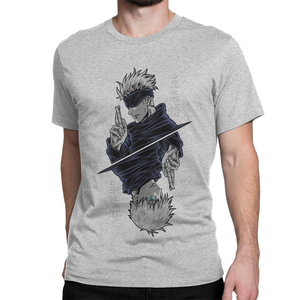 Men's T-Shirts manga Gojo Satoru Jujutsu Kaisen Vintage 100% Cotton funny Tee Shirt Short Sleeve Anime T Shirts Clothing Gift
