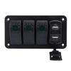 12V 24V 3 Gang Rocker Switch Aluminum Panel with Voltmeter Dual USB Fast Charging Multifuntional Switch Panel for Boat