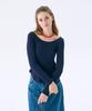 JUNEJUNE SPACE Scoop-Neck Eyelet T_Navy