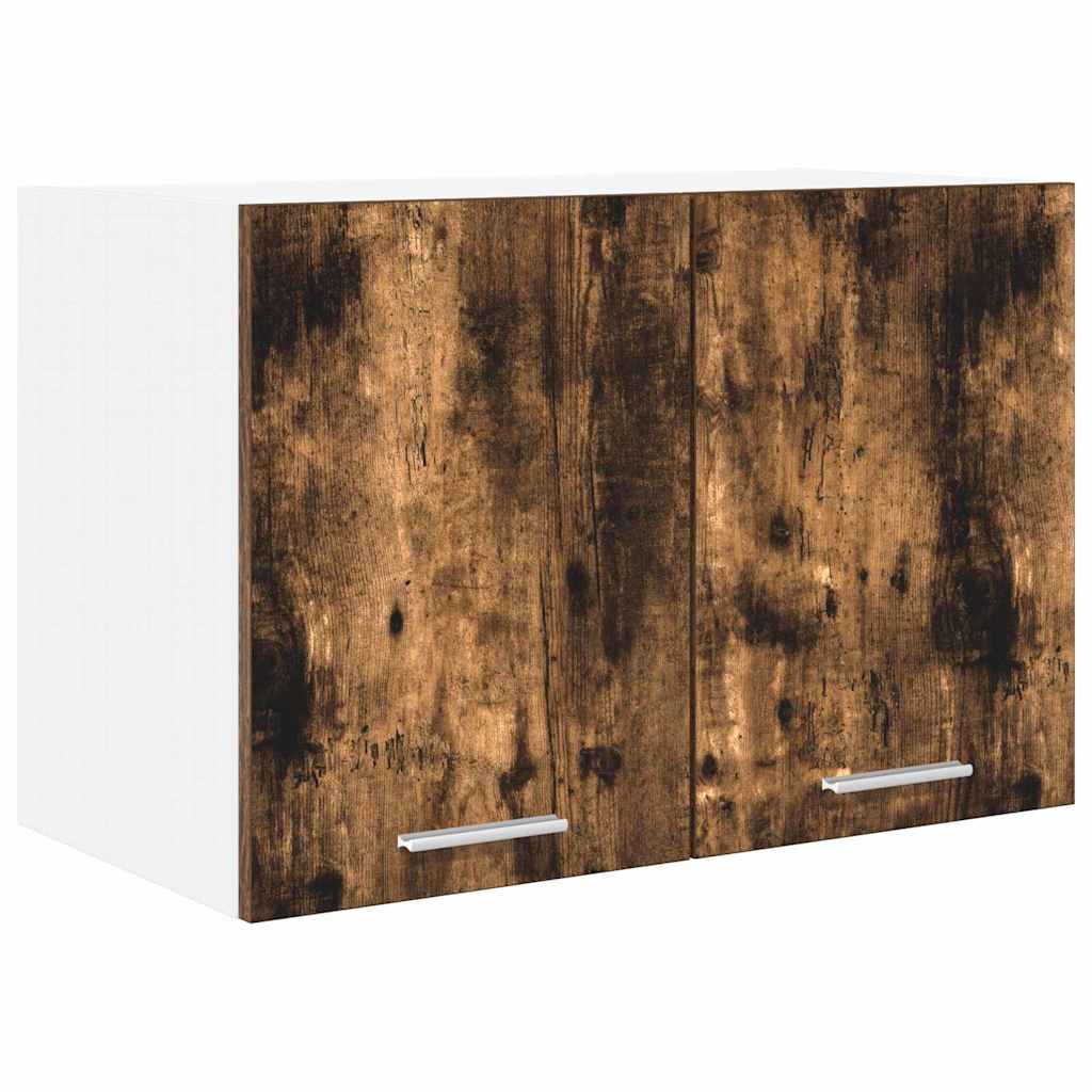 Wall Mounted Cabinet with Door Smoked Oak and White 60 X 31 X 40 Cm
