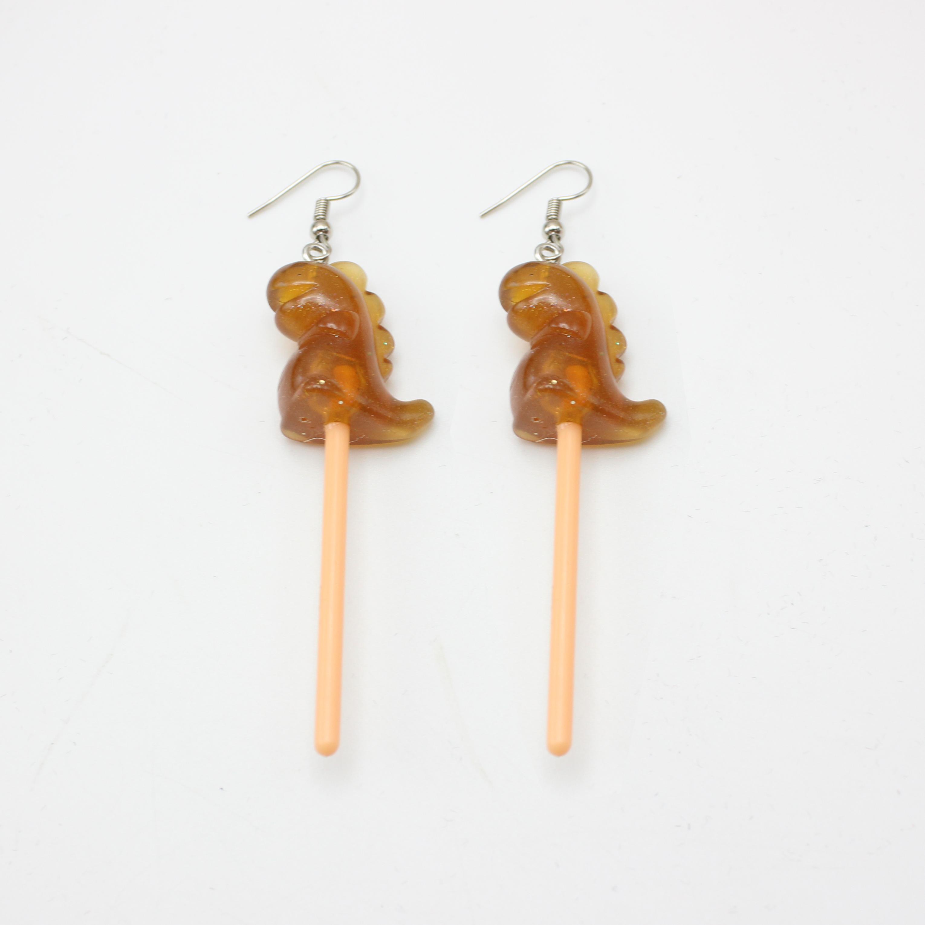 

Luminous Simulated Lollipop Funny Dinosaur 7 Candy Colors Drop Earrings for Women Simple Trend Creative Ear Zircon Wholesale