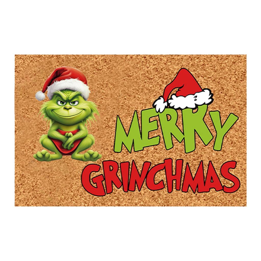 Grinch Floor Mat, Christmas Carpet, Holiday Door Mat, Green Clown Floor Mat.