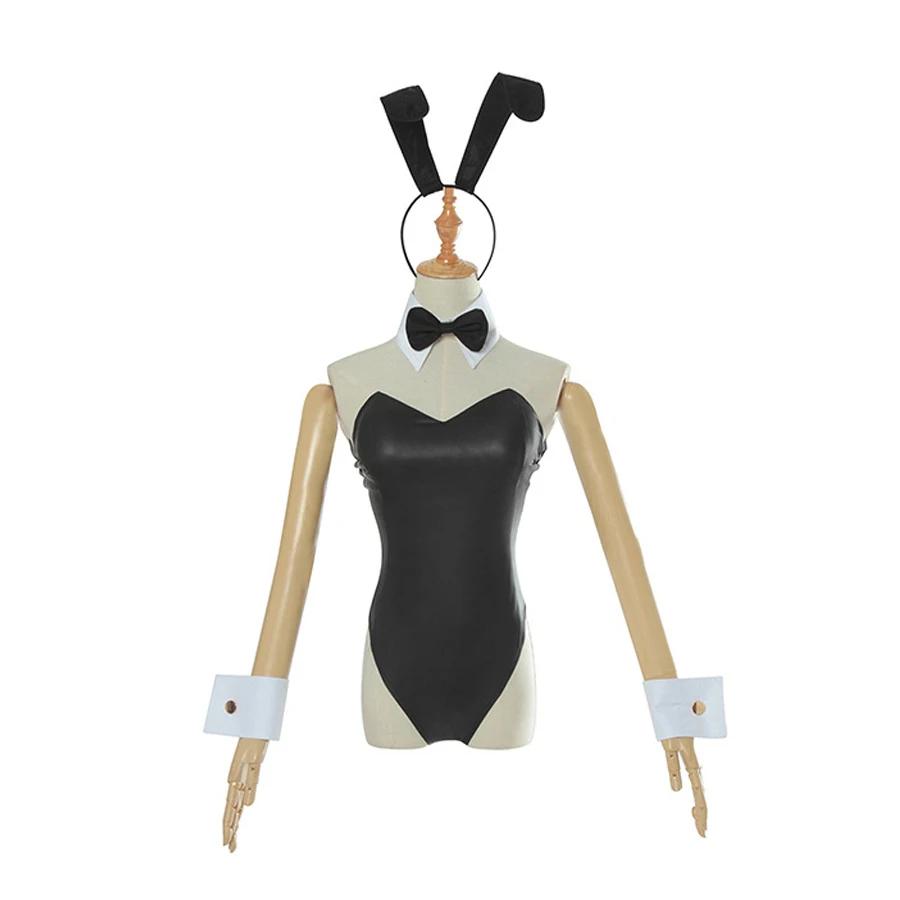 

Хэллоуин Сексуальный Костюм Косплей Зайчика Сэмпая Комбинезон Искусственная Кожа Женский Костюм Кролика XXL чёрный