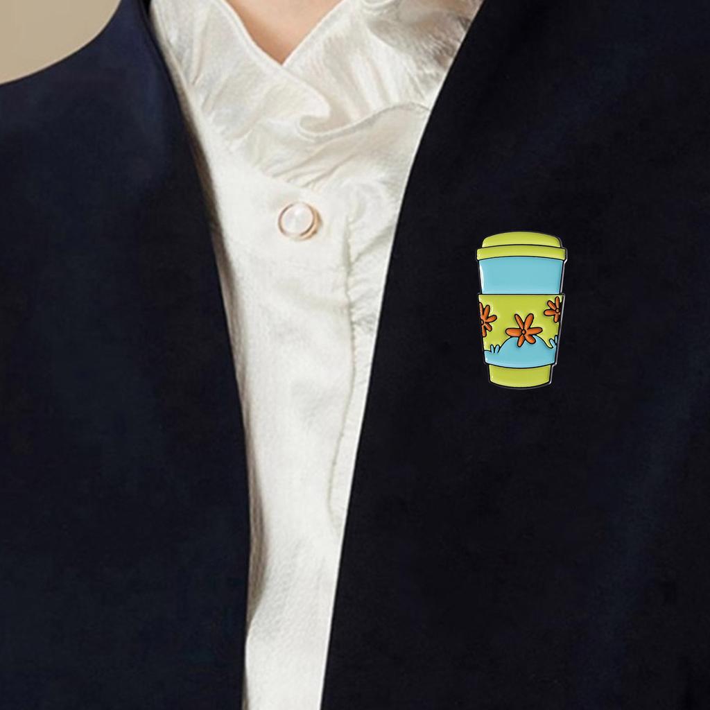 Cartoon Cup Brooch Pin For Women Fashion Alloy Material Badge Accessory With Enamel Finish And Star Elements