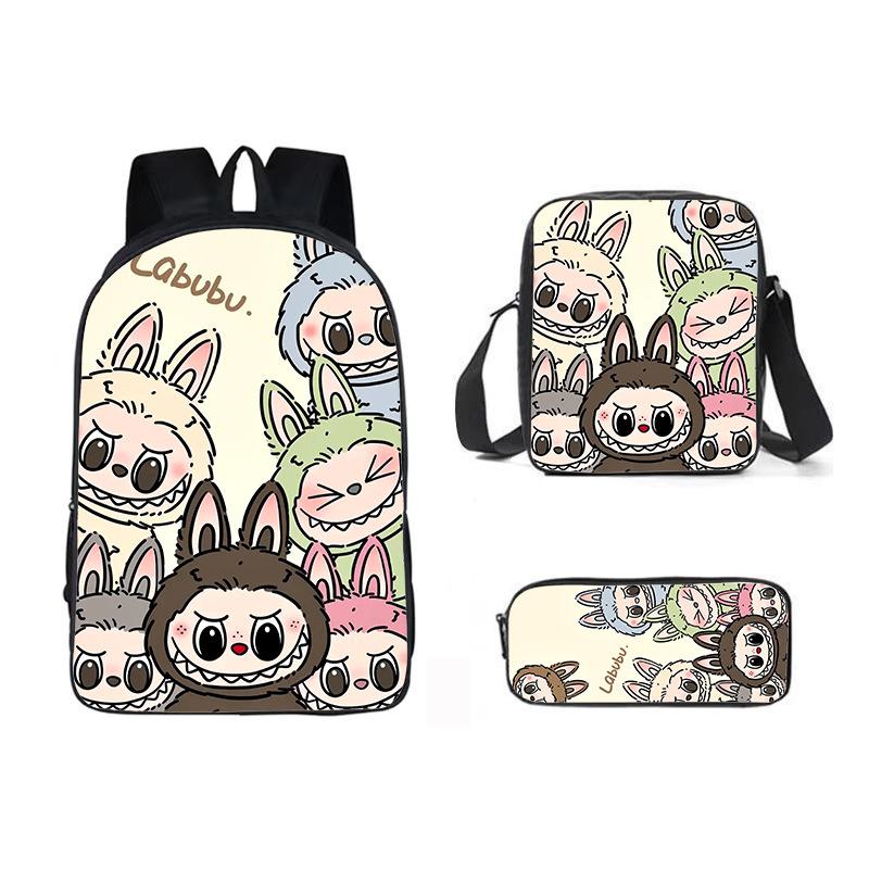 School Bag New Printing Three-piece Set Cartoon Rabbit Student Backpack Satchel Pencil Case Boys and Girls