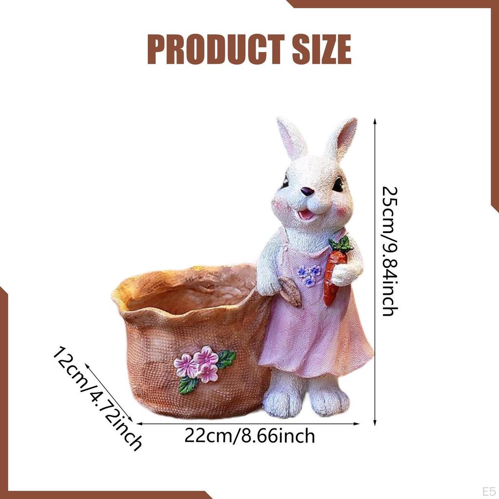 Bunny Planter Pot Flowerpot Cute Home Decoration Craft Multipurpose Flower Resin for