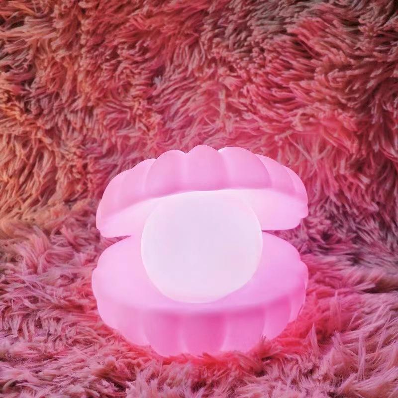 Mini Pearl Mussel Night Light Soft Lights Cartoon Shell Lamp Bedroom Nightstand Desktop