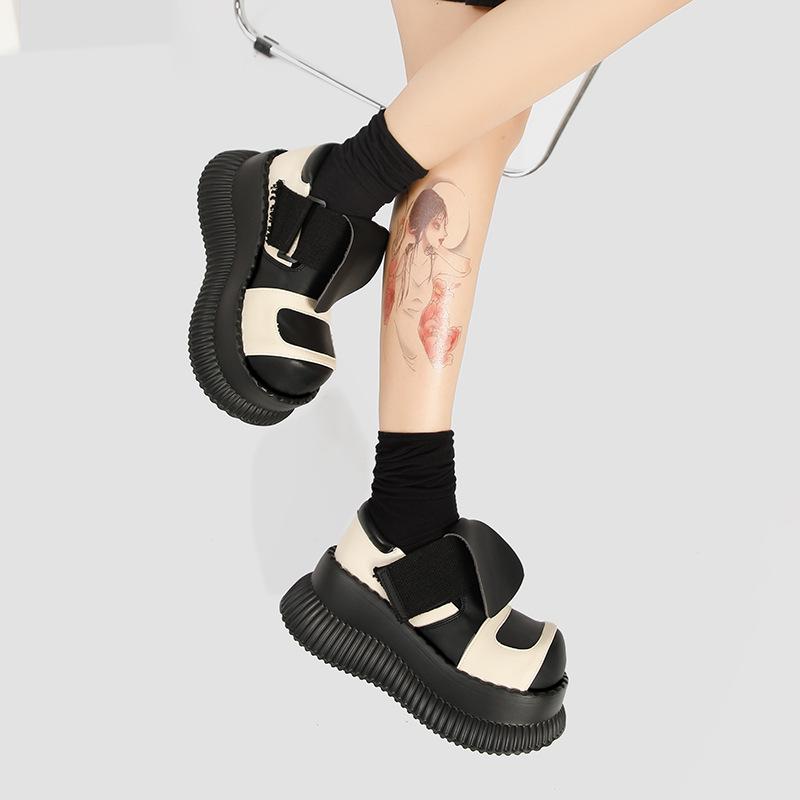 Fashion Women's Black Mary-Jane Platform Pumps Round Closed Toe Ankle Strap Shoes Women's Fashion Chunky Heels Lolita College Shoes