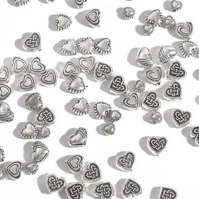 20-50 Stück Liebe Herz Spacer Perlen Antik Metall Gold Kegel Muster Spacer Perlen Tibet Silber Farbe Perlen für Schmuckherstellung