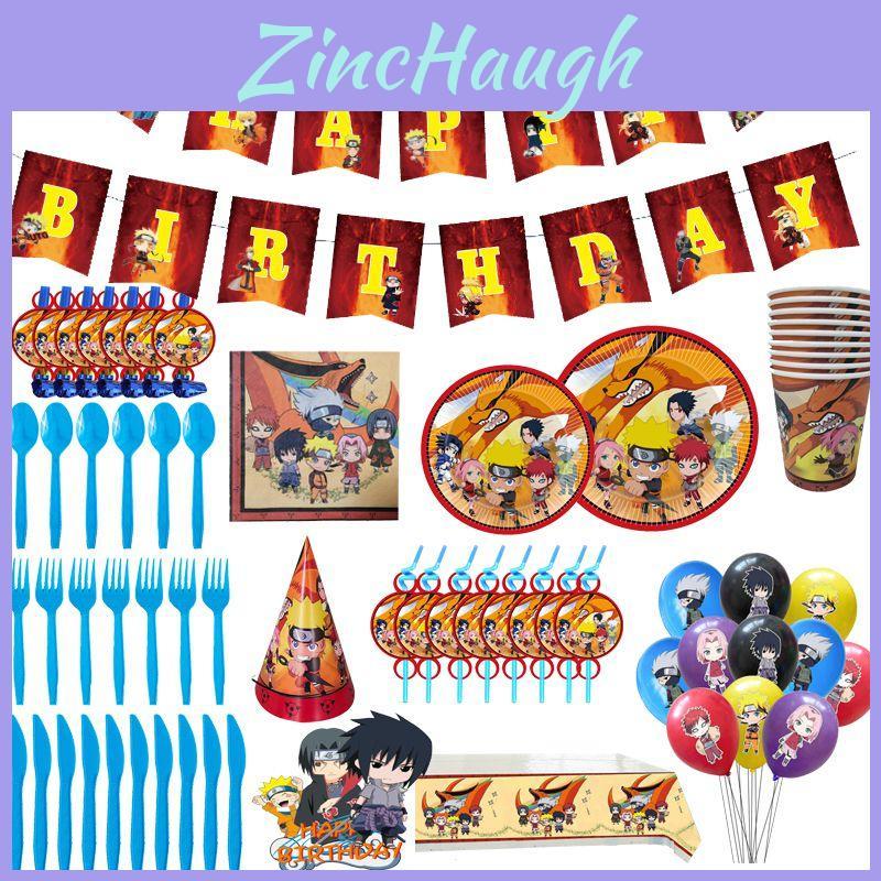 Suministros de Decoración para Fiesta de Cumpleaños Ninja de Naruto con Globos y Platos Coloridos