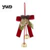 Vintage Style Holiday Gift Sets Christmas Bow Bell Hanging Ornament, Velvet Festive Wreath Decor for Ornaments Tree Home Party, Door Window