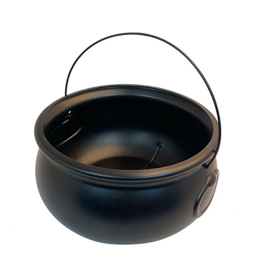 Plastic Halloween Cauldron Black Treat Container Festival Candy Bowl  Holiday Decoration
