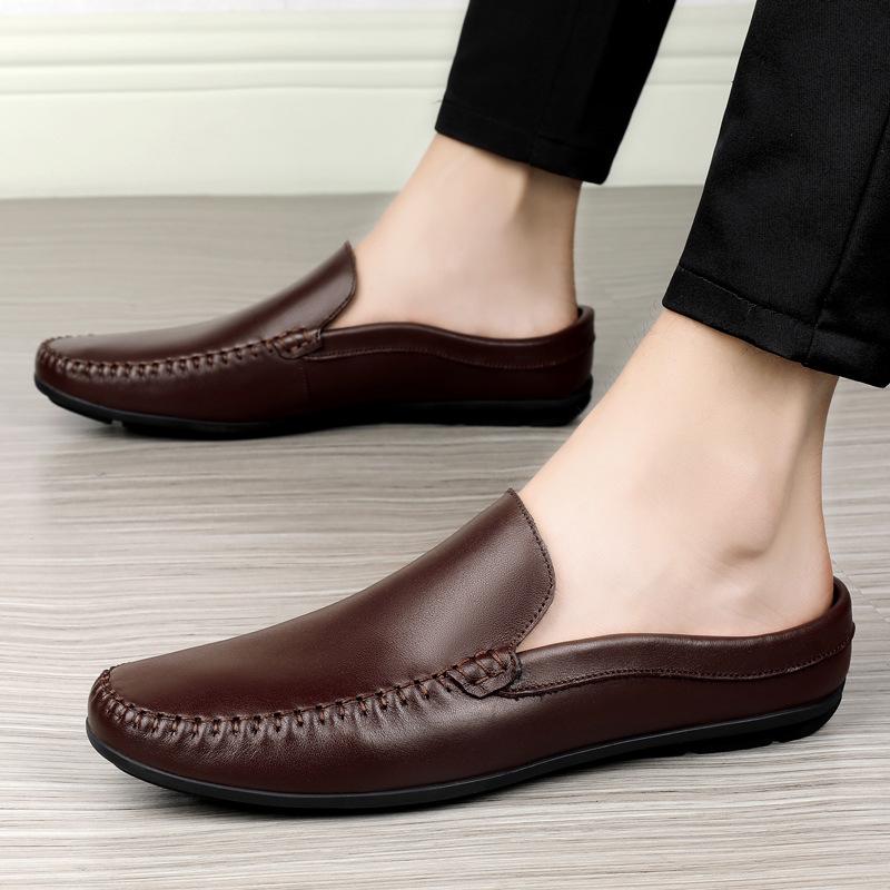 Herren Größe 46 Large Leder Freizeit Fahrschuhe - Britischer Stil Weiche Sohle Slip-On Schuhe & Geschlossene Zehenpartie Halbschuhe