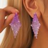 Rhinestone Claw Chain Long Tassel Gradient Color Earrings Bride Stage Jewelry Accessories