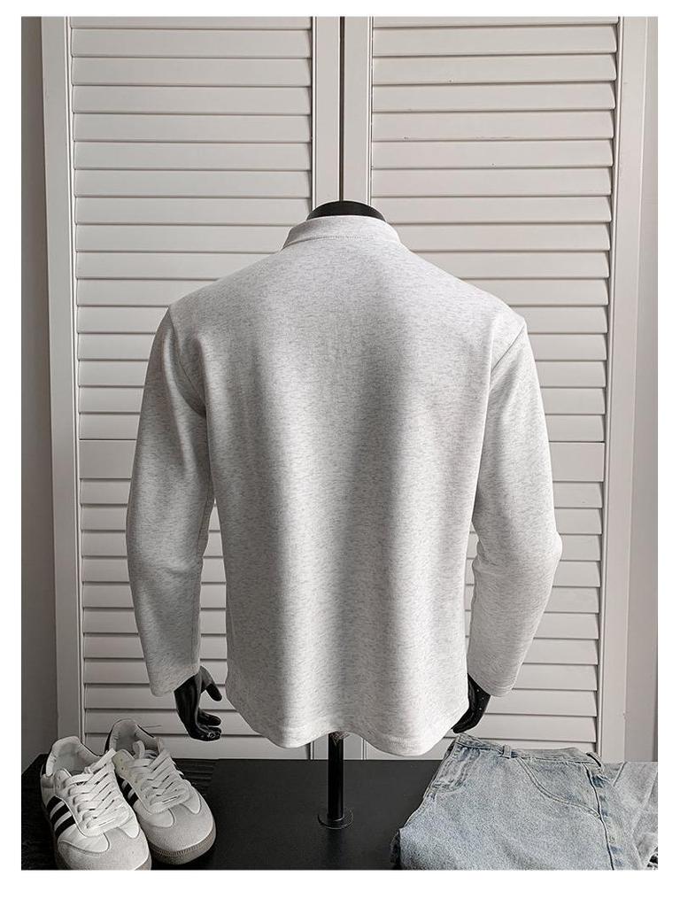 Men's Long Sleeve American Polo Henley Shirt - Spring/Autumn Trendy Cleanfit Base Layer Sweatshirt