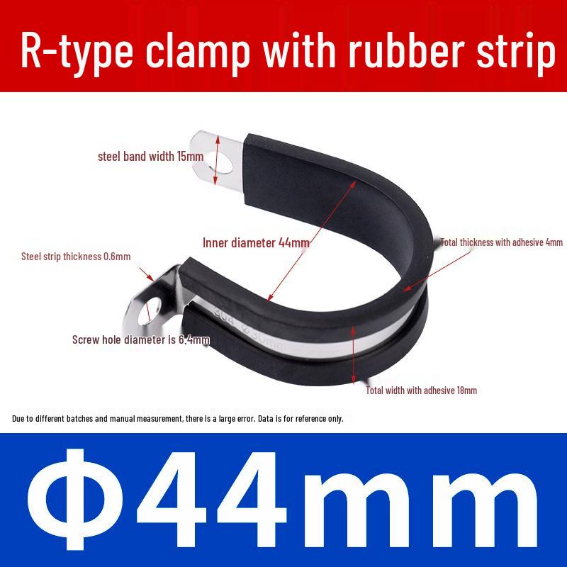 Stainless Steel R-Type Rubber Strip Shock-Absorbing Pipe Clamp