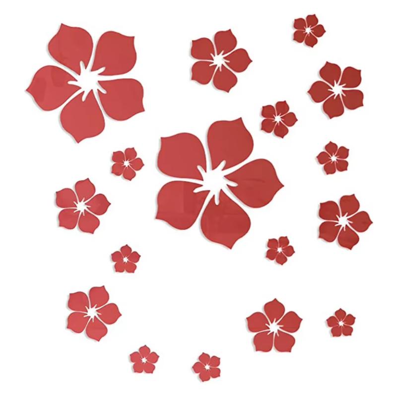 3D Blumen Acryl Spiegel Wandaufkleber 18 Stück Abnehmbare Spurlos Aufkleber für Schlafzimmer TV Sofa Hintergrund Wanddekoration
