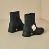 Schwarz Braun Damen Stiefeletten Runde Zehenpartie Mittelhoher Blockabsatz Kleine Große Größe 32 48