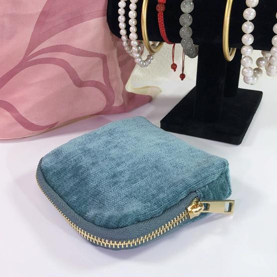 

Jewelry Storage Bag With Tassel Pendant Ring Zipper Jewelry Bag Large Capacity Travel Crystal Bracelet Storage Pouch синий