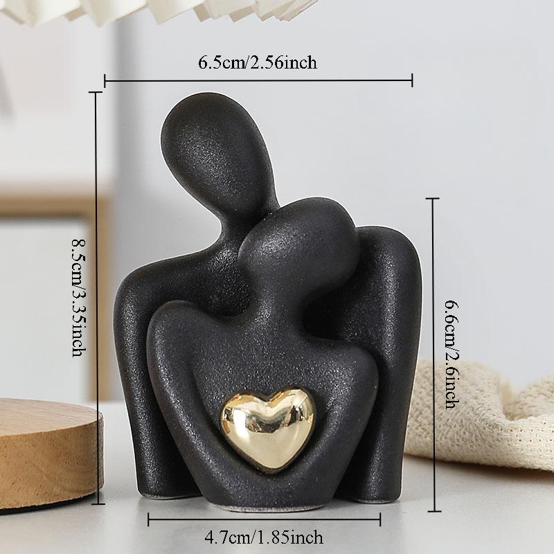 

Abstract Simple Heart-Shaped Gold-Plated Couple Hugging Figurine Ceramic Character Statue Nordic Romantic Love Home Decor Crafts