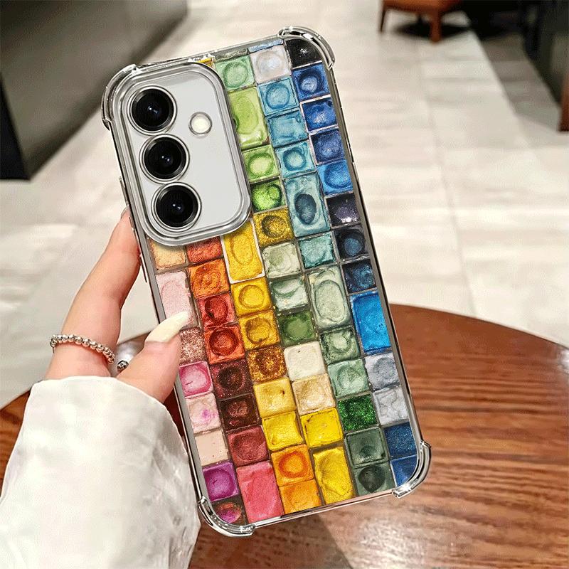 Watercolors Set Paint Palette Plating Phone Case For Samsung A17 A07 A37 A57 A16 A56 A15 A55 A14 A54 A13 A53 A26 A36 A25 A35 A24