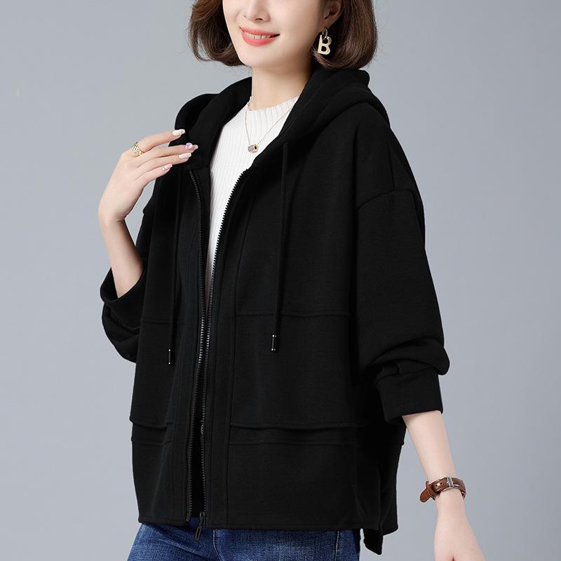 

Женский флисовый кардиган с капюшоном большого размера - Мода осень/зима 2024 для женщин среднего и пожилого возраста XL (recommended for 140-160 jin) чёрный