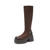 8573-85712025 Autumn New Retro Small Thick-soled Elastic Boots Skinny Boots Suede Martin Boots Women