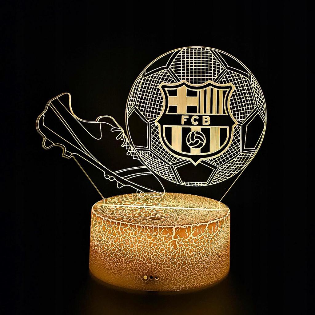 Lámpara de Escritorio Nocturna Para Niños Fc Barcelona Fútbol Soccer 16 LED 3D + Mando a Distancia