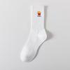 Cityboy Men’s Autumn/Winter White Cartoon Embroidery Socks - Trendy, Sweat-Absorbing Mid-Calf Sports Socks