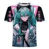 2026 Hot Summer Hatsune Miku 2-dimensional Animation 3D Printed T-shirts for Young Men and Women Clothing Tops Trend