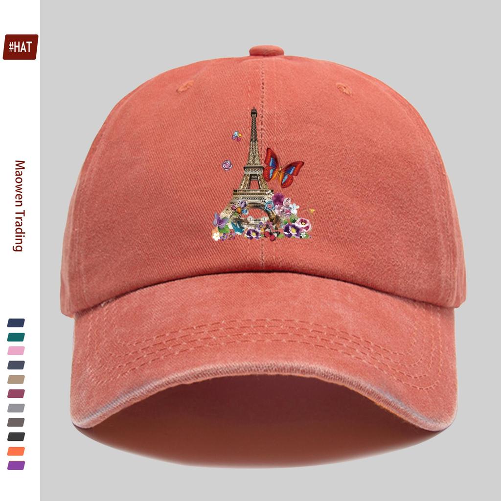 pc Eiffel Tower And Butterfly Pattern Design Printed Baseball Cap Suitable for Casual Travel Party Wear And Decoration Hat Tr
