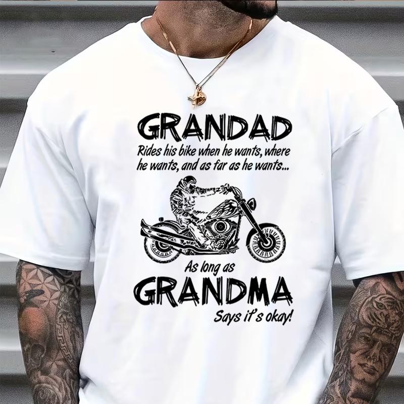Grandad Grandma Biker Motorcycle Motorbike Mens Light Cotton TShirt ONeck T Shirt Short Sleeve Mens Top 4XL