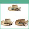Ethnic Style Cowboy Sun Hat With Wide Brim Breathable Straw Summer Sun Protection For Men Women