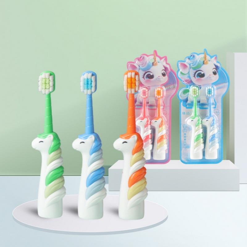 2 Pcs Cartoon Unicorn Kids Soft Bristle Toothbrush, 3-12 Year Old Baby Toothbrush, Kids Toothbrush
