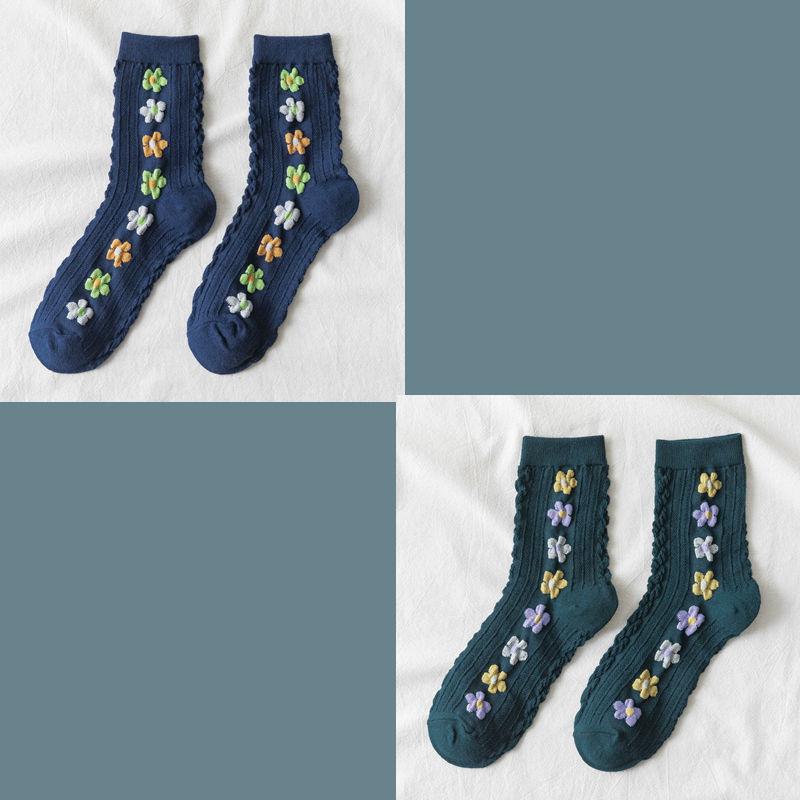 1/2/3 STÜCK Lustige Damen Socken Niedliche Frühling und Herbst Winter Japanische Harajuku Blumen Socken Mode Retro College Stil Liebliches Mädchen Hot Sell
