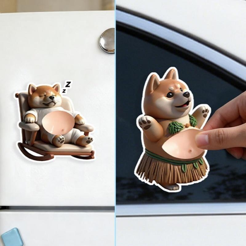 New New 2Pcs Cute Puppy Sticker 3D Soft Belly Squeezeable Sticker DIY Phone Case Home Decoration Decompression Gift For Friends