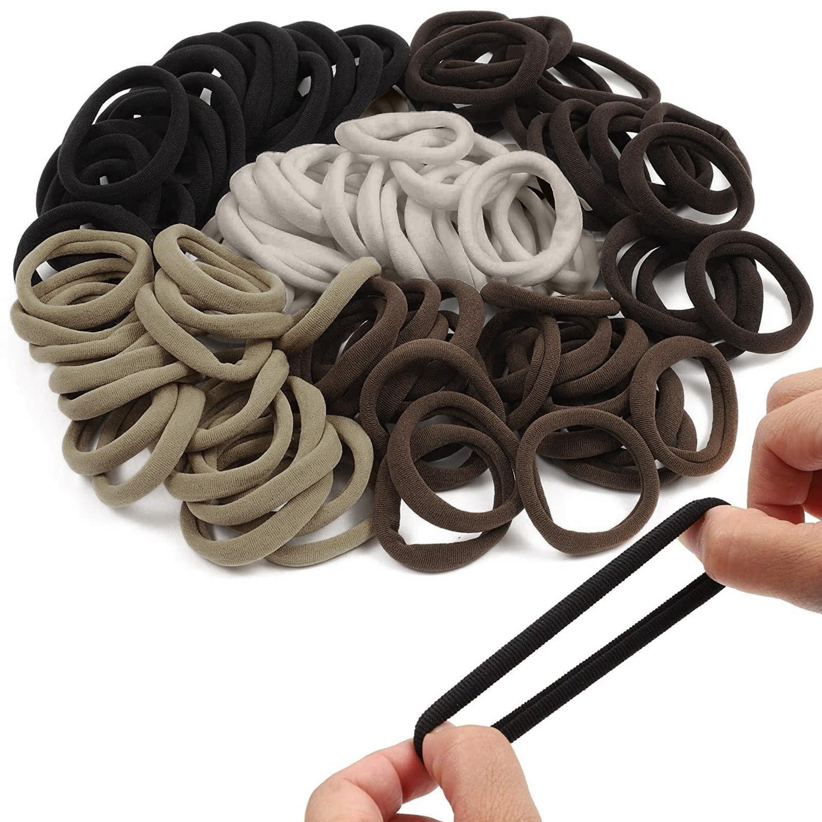 120PCS Neutral Tone Hair Ties for Women, No Damage Elastic Hair Bands for Thick & Thin Hair, Soft & Durable Ponytail Holders One Size белый