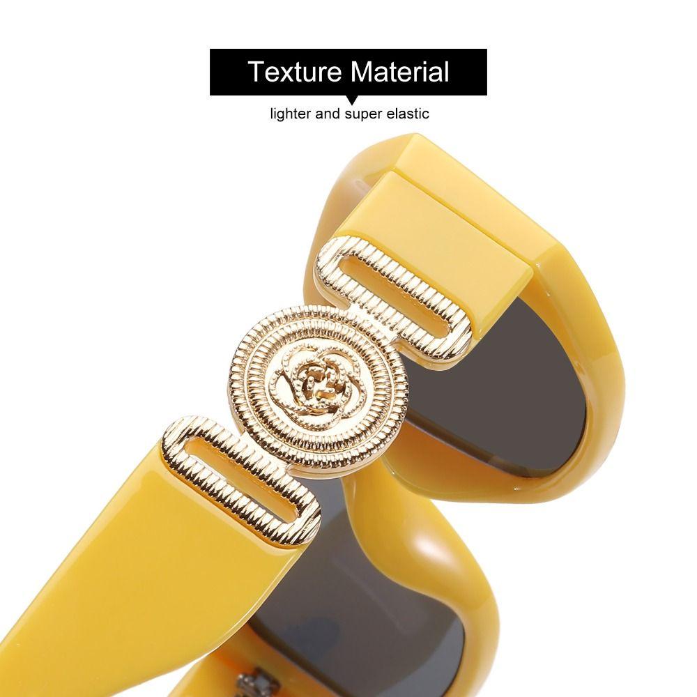 

Оправа с УФ-защитой Y2K с металлическим дизайном розы Солнцезащитные очки Винтажные оттенки Необычные солнцезащитные очки Yellow-Black Gray