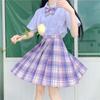 Authentic Japanese JK Plaid Mid-Length Student Uniform Set with Pleated Sailor Skirt
