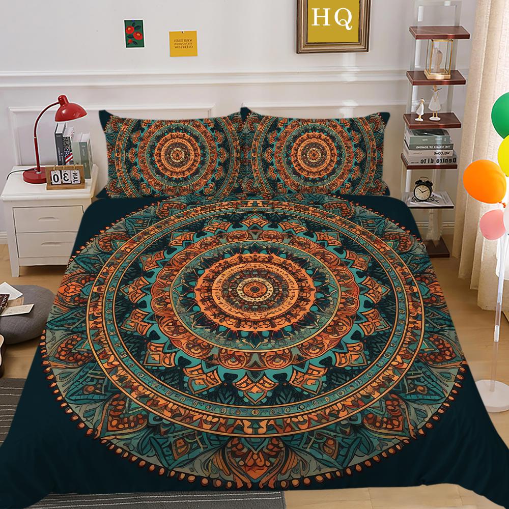 Seturi de lenjerie de pat de lux Textile de casă pentru fete Cuverturi de pilote Lenjerie de pat cu dimensiuni duble Mandala Decorare dormitor de rang înalt