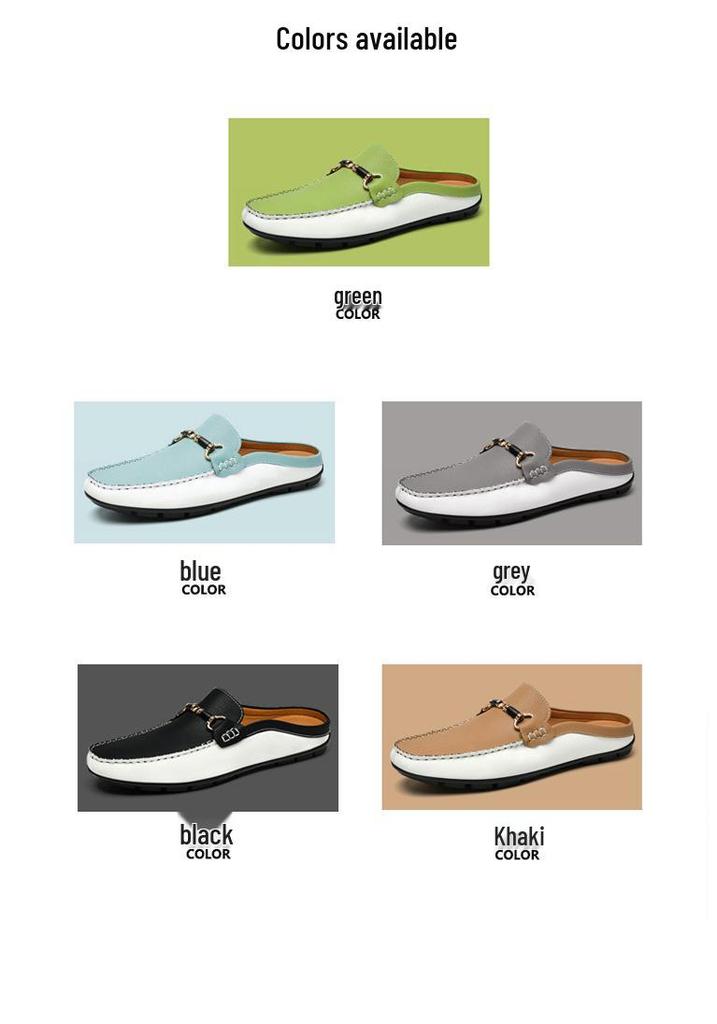 Men's British Style Breathable Casual Half Slippers - Large Sizes 45-47