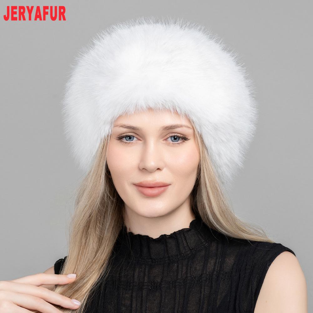 JERYAFUR Women Faux Fur Winter Hat, Thick Fluffy Grey Plush Warm Fashion Ladies Cap for Cold Winter Outdoor