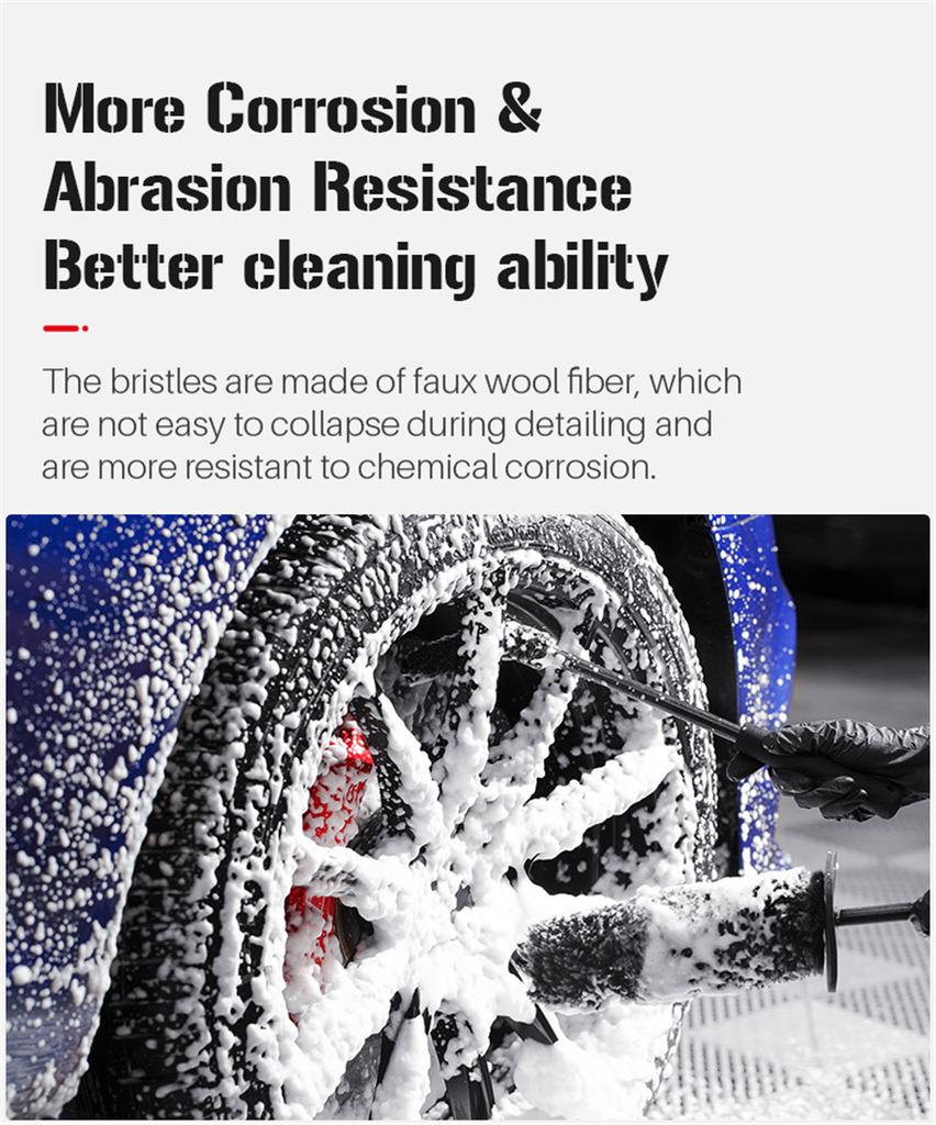 Car Microfiber Wheel Hub Rim Cleaning Brush Kit Non-Slip Handle Bendable Brush