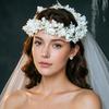 Flower Crowns for Women Floral Crown with Wedding Veil Headpiece for Wedding Bridal Festival Photography Hair Wreath Accessory