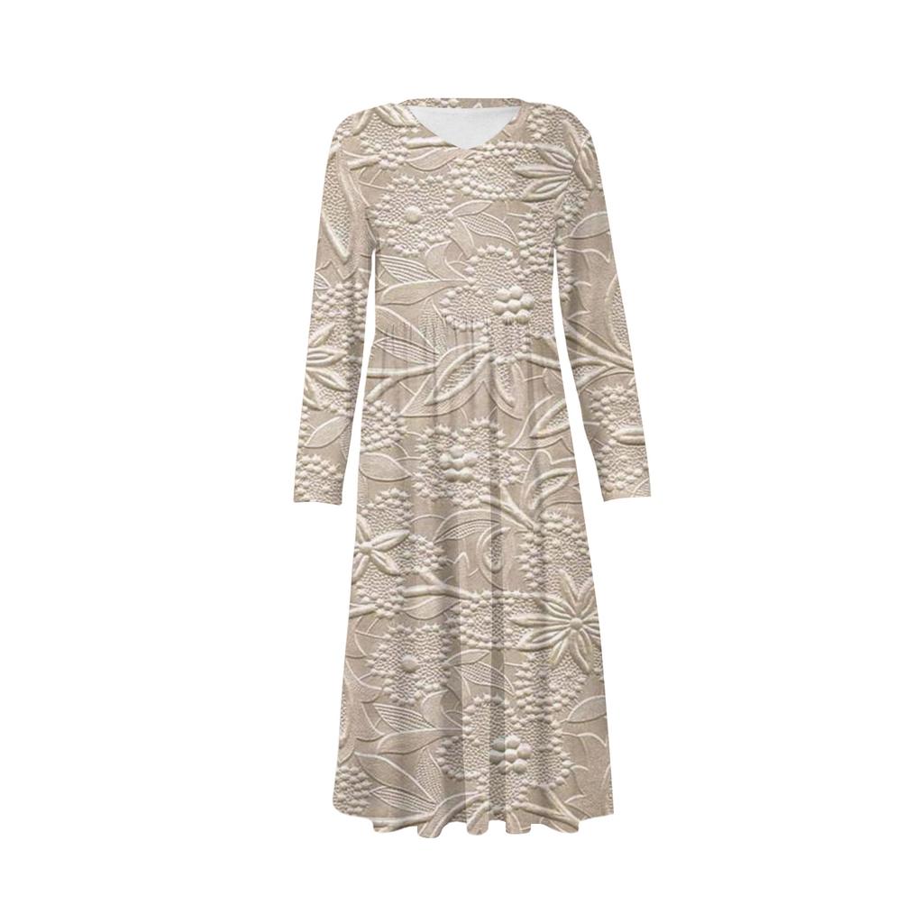 Women's Fashion Dress Spring V-neck Long Sleeve Dress