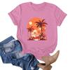 Women's Hawaiian Floral Print  Short Sleeve T-Shirt Top