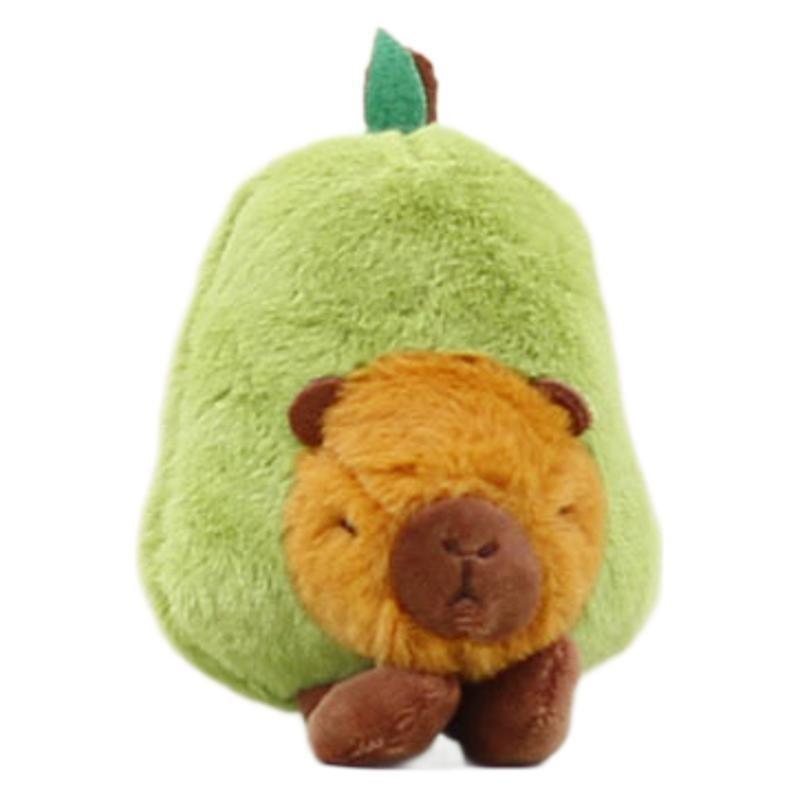 Cute Avocado Capybara Plush Toy Keychain Adorable Soft Stuffed Animal Doll Accessory