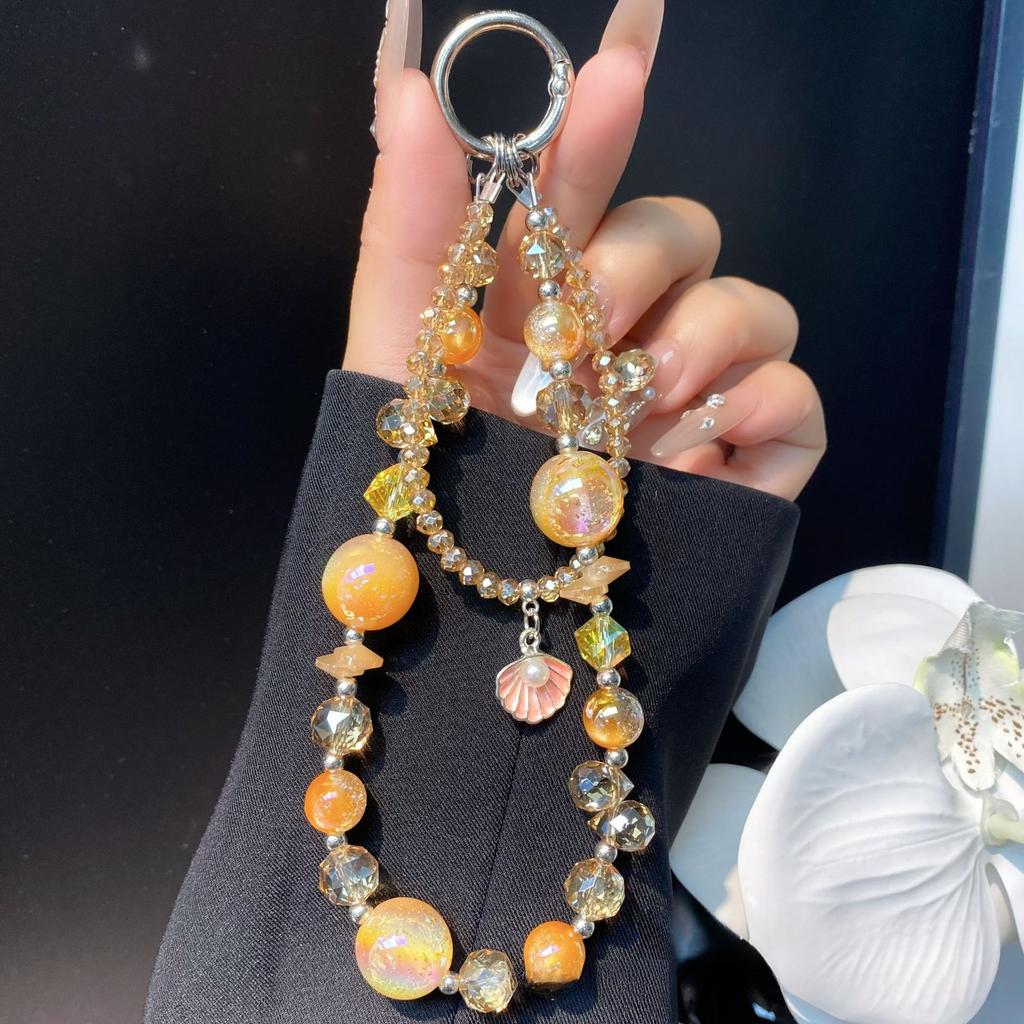 Compatible Apple Phone Case Lanyard Shell Pendant Phone Chain Crystal Handmade Beaded Chain Rope Phone Special Lanyard