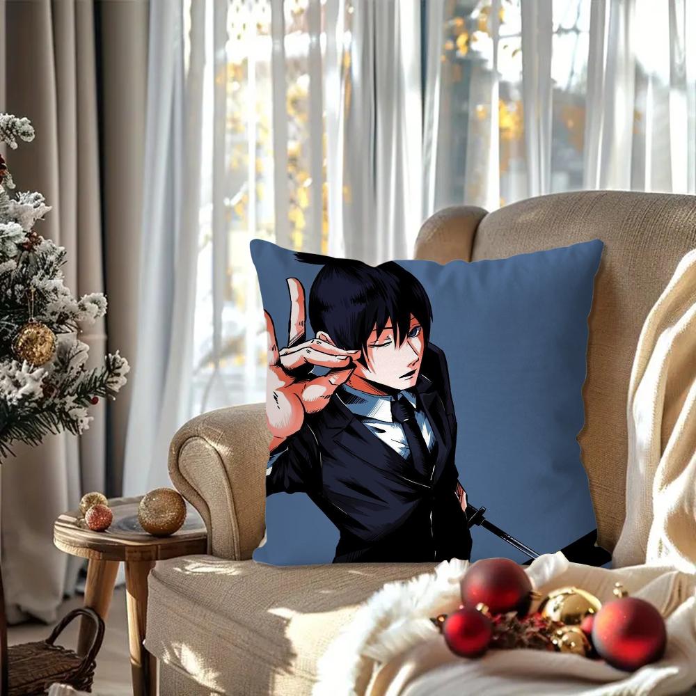 Hayakawa Aki Anime Chainsaw Man Pillow Case Square Pillow Bedroom Sofa Leisure Comfort CushionLiving Room Home Decoration 40X40