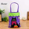 Pumpkin Ghost Printed Totes Halloween Candy Bags, Non-Woven Trick or Treat Tote Bags with Handles, Lightweight Portable Gift Pouches Cute Black